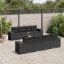 Set de sofás de jardín 8 piezas y cojines ratán sintético negro