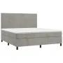 Box spring bed with mattress and LED light gray velvet 160x200 cm by vidaXL, Beds and slatted bases - Ref: Foro24-3136011, Pr...