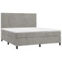 Boxspringbett mit Matratze und hellgrauem LED-Samt 160x200 cm von vidaXL, Betten und Lattenroste - Ref: Foro24-3136011, Preis...