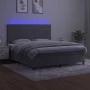 Box spring bed with mattress and LED light gray velvet 160x200 cm by vidaXL, Beds and slatted bases - Ref: Foro24-3136011, Pr...