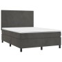 Box spring bed with mattress and LED dark gray velvet 140x190 cm by vidaXL, Beds and slatted bases - Ref: Foro24-3136000, Pri...