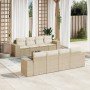 Set de sofás de jardín 9 pzas con cojines ratán sintético beige