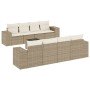 Set de sofás de jardín 9 pzas con cojines ratán sintético beige