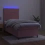Box spring bed with mattress and LED pink velvet 90x190 cm by vidaXL, Beds and slatted bases - Ref: Foro24-3136100, Price: 34...