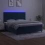 Box spring bed with mattress and LED velvet dark blue 160x200 cm by vidaXL, Beds and slatted bases - Ref: Foro24-3136015, Pri...
