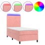 Cama box spring colchón y LED terciopelo rosa 90x190 cm de vidaXL, Camas y somieres - Ref: Foro24-3135980, Precio: 336,13 €, ...