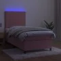 Box spring bed with mattress and LED pink velvet 90x190 cm by vidaXL, Beds and slatted bases - Ref: Foro24-3135980, Price: 33...