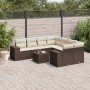 Set de sofás de jardín 9 pzas y cojines ratán sintético marrón