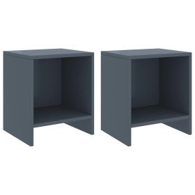Mesitas de noche 2 uds madera de pino gris claro 35x30x40 cm Mesitas de noche 2 uds madera de pino gris claro 35x30x40 cm