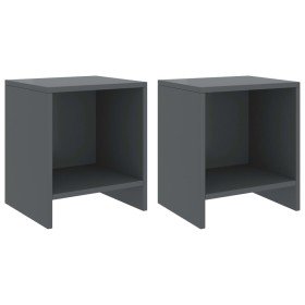 Mesitas de noche 2 uds madera de pino gris oscuro 35x30x40 cm Mesitas de noche 2 uds madera de pino gris oscuro 35x30x40 cm