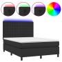Boxspringbett mit Matratze und LED schwarzem Kunstleder 140x200 cm von vidaXL, Betten und Lattenroste - Ref: Foro24-3135945, ...
