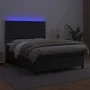 Box spring bed with mattress and LED black synthetic leather 140x200 cm by vidaXL, Beds and slatted bases - Ref: Foro24-31359...