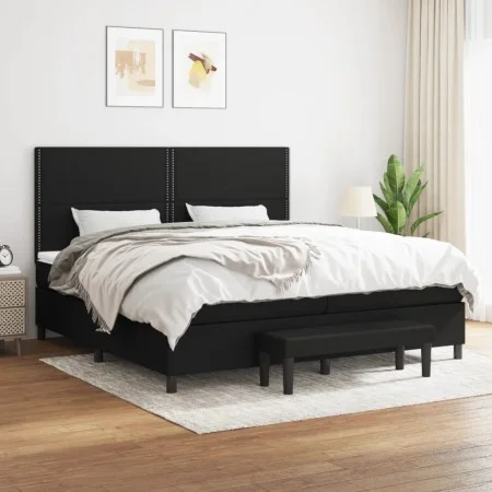 Box spring bed with black fabric mattress 200x200 cm by vidaXL, Beds and slatted bases - Ref: Foro24-3136623, Price: 740,23 €...