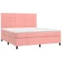 Cama box spring colchón y LED terciopelo rosa 180x200 cm de vidaXL, Camas y somieres - Ref: Foro24-3136142, Precio: 547,31 €,...