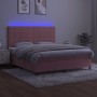 Box spring bed with mattress and LED pink velvet 180x200 cm by vidaXL, Beds and slatted bases - Ref: Foro24-3136142, Price: 5...