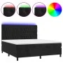 Box spring bed with mattress and LED black velvet 160x200 cm by vidaXL, Beds and slatted bases - Ref: Foro24-3136313, Price: ...
