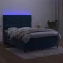 Box spring bed with mattress and LED dark blue velvet 140x190 cm by vidaXL, Beds and slatted bases - Ref: Foro24-3136303, Pri...
