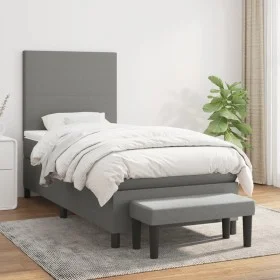 Box spring bed with dark gray fabric mattress 90x200 cm by vidaXL, Beds and slatted bases - Ref: Foro24-3136406, Price: 390,2...