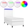 Box spring bed with mattress and LED white synthetic leather 100x200 cm by vidaXL, Beds and slatted bases - Ref: Foro24-31358...