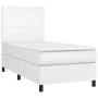 Box spring bed with mattress and LED white synthetic leather 100x200 cm by vidaXL, Beds and slatted bases - Ref: Foro24-31358...