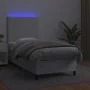 Box spring bed with mattress and LED white synthetic leather 100x200 cm by vidaXL, Beds and slatted bases - Ref: Foro24-31358...