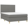 Boxspringbettmatratze und LED-Leuchten dunkelgrauer Stoff 140x190 cm von vidaXL, Betten und Lattenroste - Ref: Foro24-3135270...