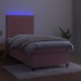 Box spring bed with mattress and LED pink velvet 90x190 cm by vidaXL, Beds and slatted bases - Ref: Foro24-3136220, Price: 33...
