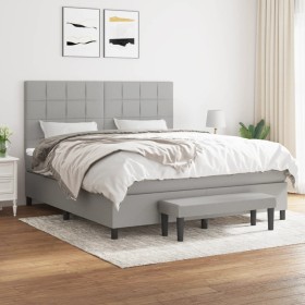 Box spring bed with light gray fabric mattress 180x200 cm by vidaXL, Beds and slatted bases - Ref: Foro24-3136613, Price: 632...
