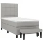 Box spring bed with light gray fabric mattress 90x200 cm by vidaXL, Beds and slatted bases - Ref: Foro24-3136565, Price: 361,...
