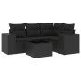 Set de muebles de jardín 5 pzas y cojines ratán sintético negro