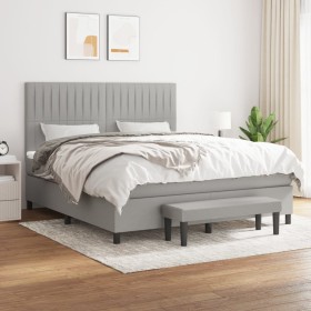 Box spring bed with light gray fabric mattress 180x200 cm by vidaXL, Beds and slatted bases - Ref: Foro24-3136773, Price: 630...