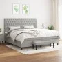 Cama box spring con colchón tela gris claro 200x200 cm de vidaXL, Camas y somieres - Ref: Foro24-3136861, Precio: 776,24 €, D...