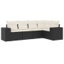 Set de muebles de jardín 5 pzas y cojines ratán sintético negro