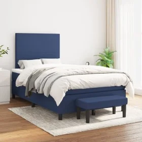 Box spring bed with blue fabric mattress 120x200 cm by vidaXL, Beds and slatted bases - Ref: Foro24-3136427, Price: 454,55 €,...