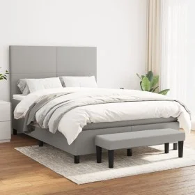 Box spring bed with light gray fabric mattress 140x190 cm by vidaXL, Beds and slatted bases - Ref: Foro24-3136429, Price: 543...