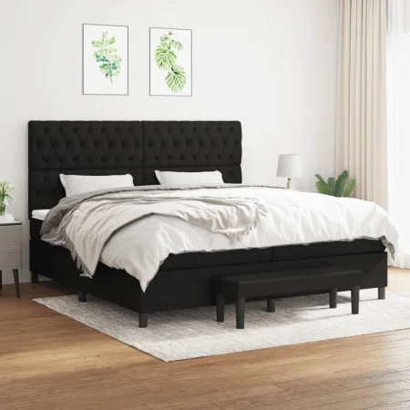 Box spring bed with black fabric mattress 200x200 cm by vidaXL, Beds and slatted bases - Ref: Foro24-3136863, Price: 777,01 €...