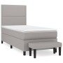 Cama box spring con colchón tela gris claro 100x200 cm de vidaXL, Camas y somieres - Ref: Foro24-3136493, Precio: 358,35 €, D...