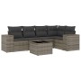 Set de muebles de jardín 6 pzas y cojines ratán sintético gris
