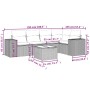 Set de muebles de jardín 6 pzas y cojines ratán sintético gris