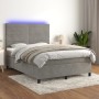 Cama box spring colchón y LED terciopelo gris claro 140x190 cm de vidaXL, Camas y somieres - Ref: Foro24-3136179, Precio: 523...
