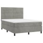 Cama box spring colchón y LED terciopelo gris claro 140x190 cm de vidaXL, Camas y somieres - Ref: Foro24-3136179, Precio: 523...
