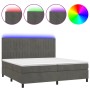 Box spring bed with mattress and LED dark gray velvet 200x200 cm by vidaXL, Beds and slatted bases - Ref: Foro24-3136264, Pri...