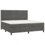 Box spring bed with mattress and LED dark gray velvet 200x200 cm by vidaXL, Beds and slatted bases - Ref: Foro24-3136264, Pri...