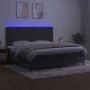 Box spring bed with mattress and LED dark gray velvet 200x200 cm by vidaXL, Beds and slatted bases - Ref: Foro24-3136264, Pri...