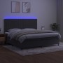 Cama box spring colchón y LED terciopelo gris oscuro 200x200 cm