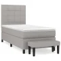 Box spring bed with light gray fabric mattress 90x190 cm by vidaXL, Beds and slatted bases - Ref: Foro24-3136557, Price: 340,...