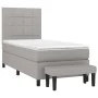 Box spring bed with light gray fabric mattress 90x190 cm by vidaXL, Beds and slatted bases - Ref: Foro24-3136557, Price: 340,...