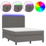 Boxspringbett mit Matratze und LED-grauem Kunstleder 140x200 cm von vidaXL, Betten und Lattenroste - Ref: Foro24-3135949, Pre...