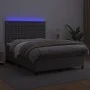 Box spring bed with mattress and LED gray synthetic leather 140x200 cm by vidaXL, Beds and slatted bases - Ref: Foro24-313594...