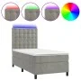 Box spring bed with mattress and LED light gray velvet 90x200 cm by vidaXL, Beds and slatted bases - Ref: Foro24-3136341, Pri...